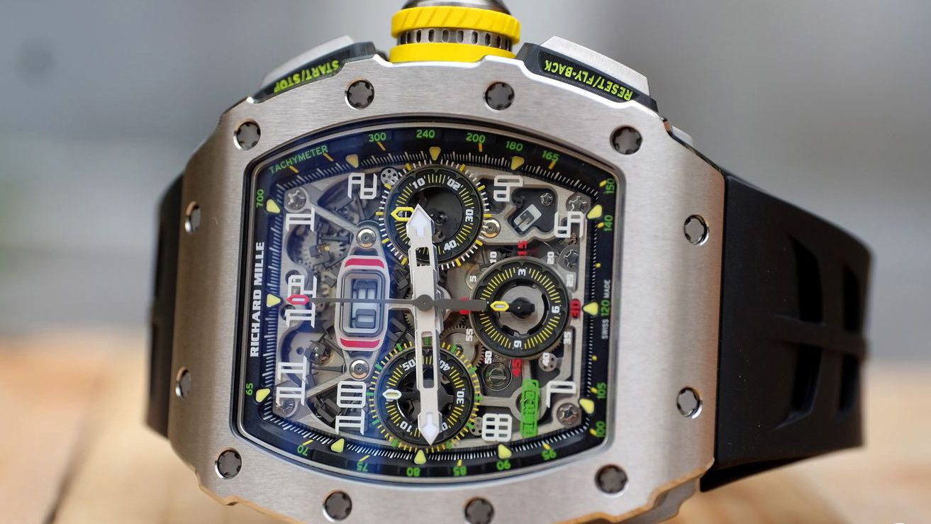 Richard Mille skeleton chronograph on black rubber strap