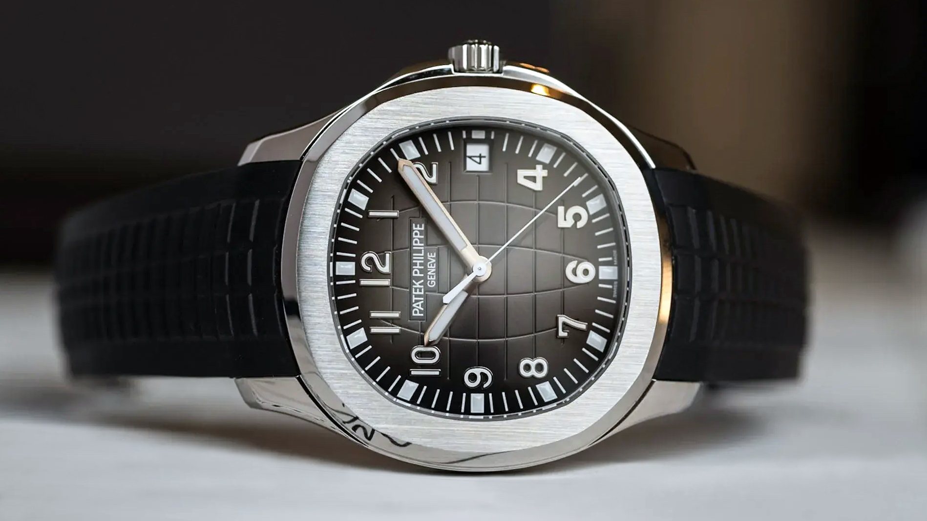 Patek Philippe Aquanaut in steel on black rubber strap