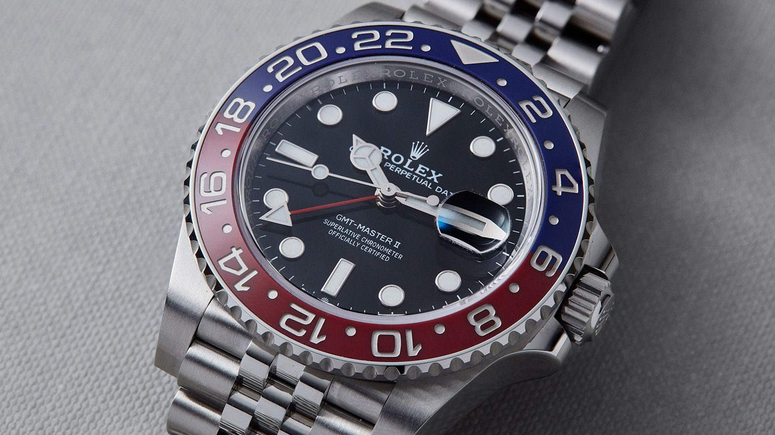 Rolex GMT-Master II with red and blue bezel on Jubilee bracelet